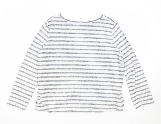 Falmer Heritage Womens White Round Neck Striped Polyester Pullover Jumper Size 14