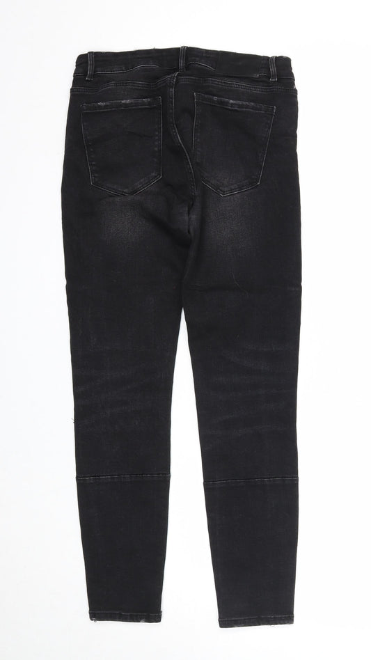 Zara Womens Black Cotton Skinny Jeans Size 10 Regular Zip