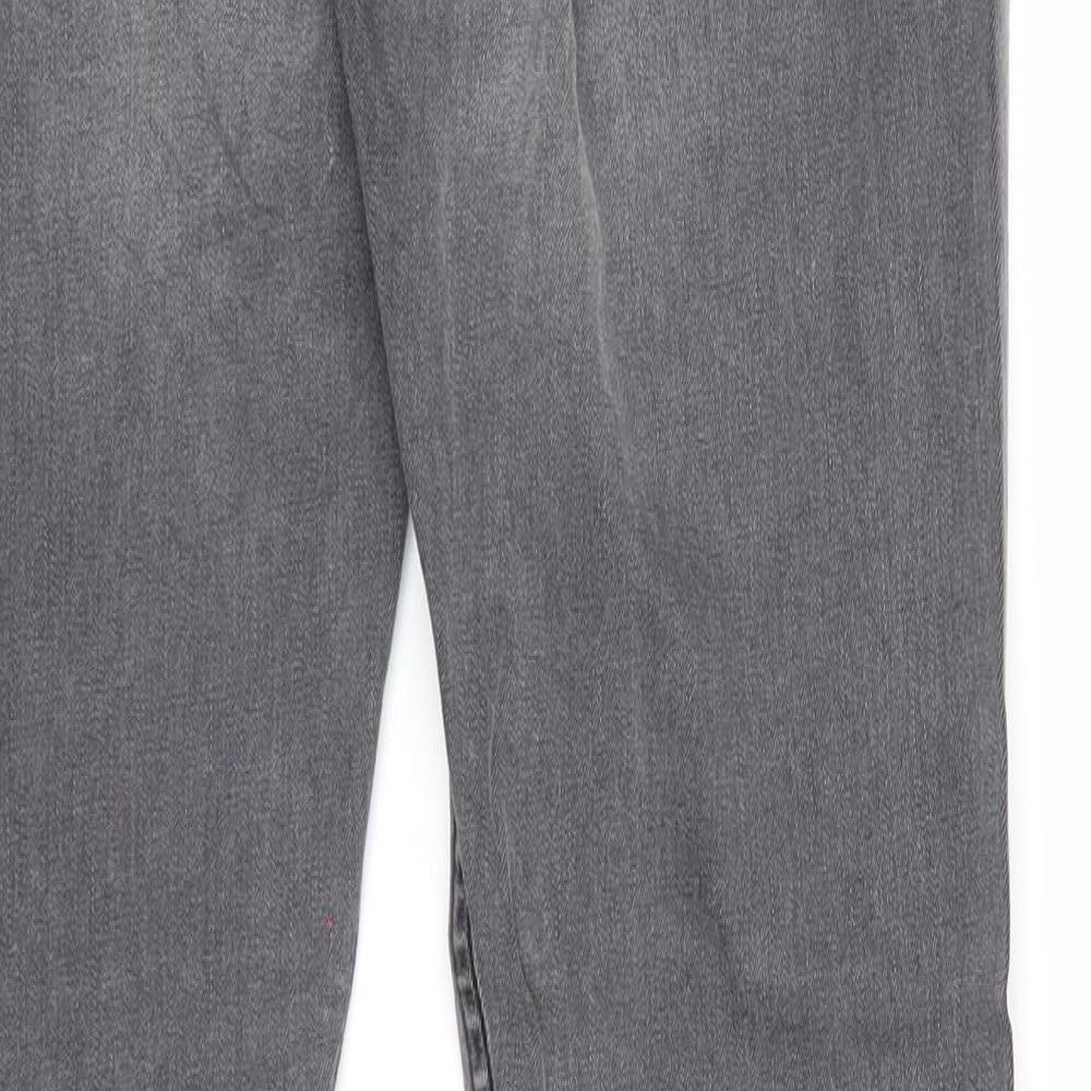 Topshop Womens Grey Cotton Straight Jeans Size 30 in L32 in Regular Zip