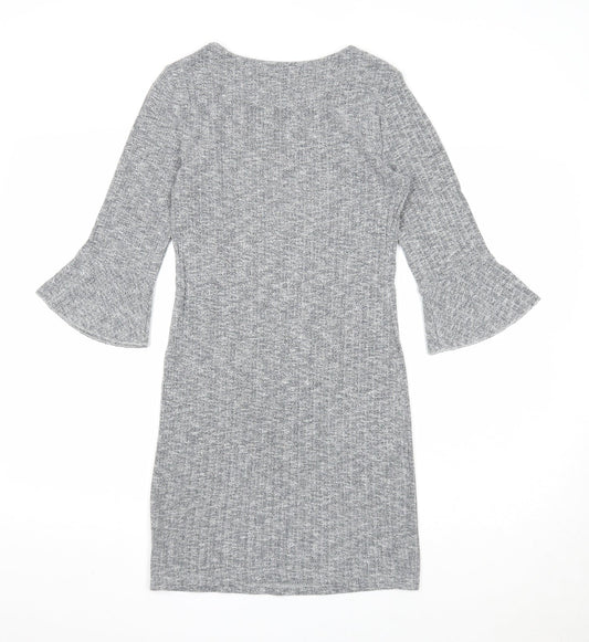 New Look Womens Grey Polyester A-Line Size 8 Round Neck Pullover