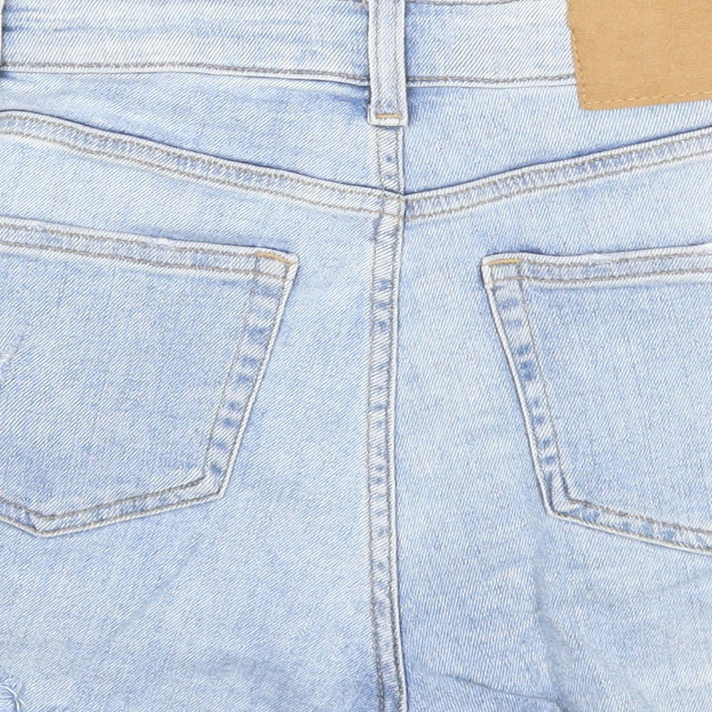 H&M Womens Blue Cotton Boyfriend Shorts Size 6 Regular Zip