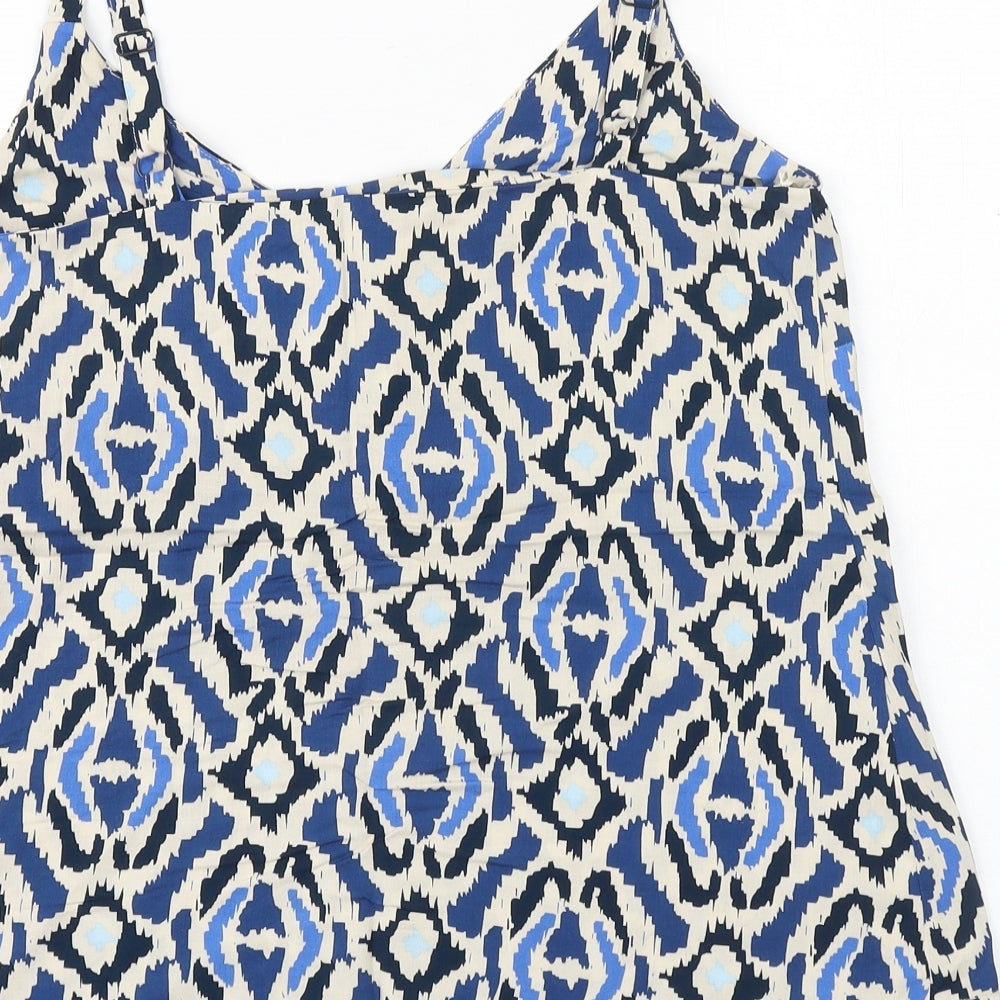 F&F Womens Blue Geometric Viscose Camisole Tank Size 8 V-Neck