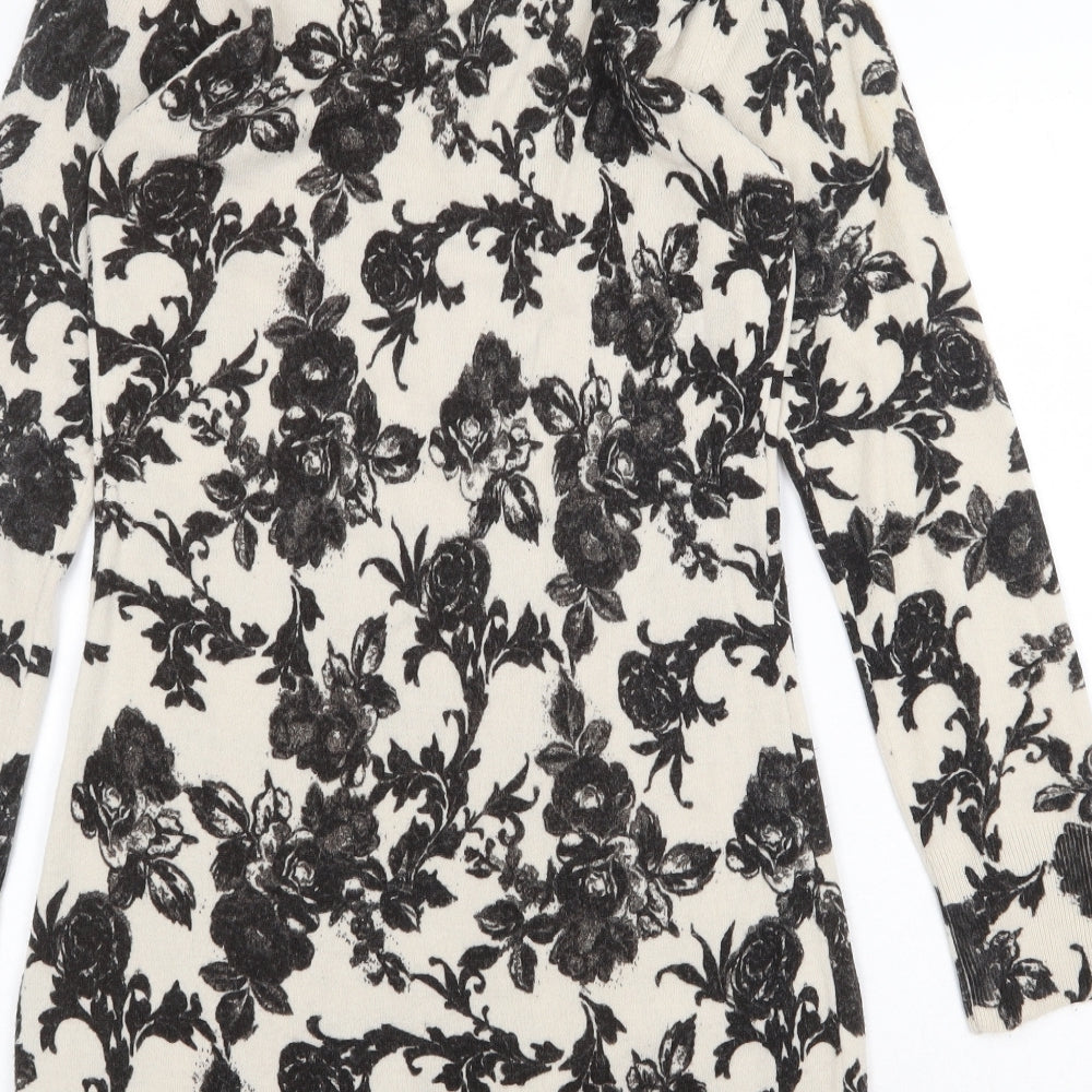 Peacocks Womens Beige Fair Isle Acrylic Jumper Dress Size 12 Boat Neck Pullover