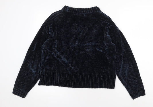 Marks and Spencer Womens Blue Round Neck Polyester Pullover Jumper Size M