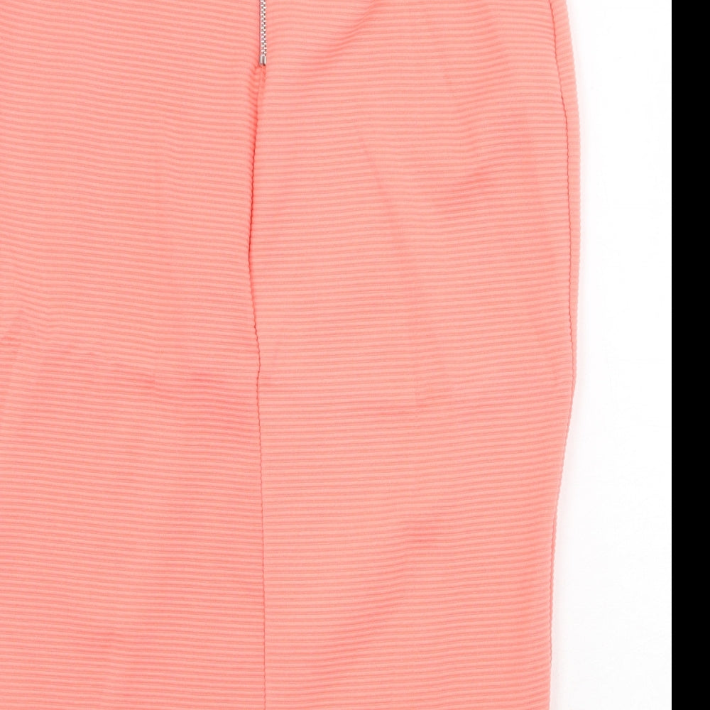 New Look Womens Pink Polyester Straight & Pencil Skirt Size 10 Zip