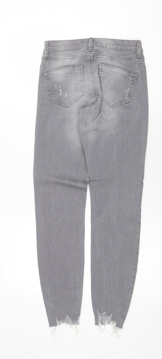 Denim & Co. Womens Grey Cotton Skinny Jeans Size 6 Regular Zip