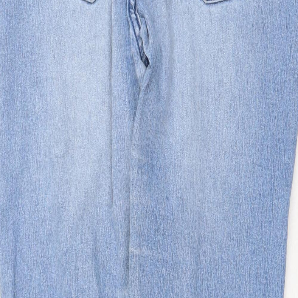 Topshop Womens Blue Cotton Straight Jeans Size 30 in Regular Zip