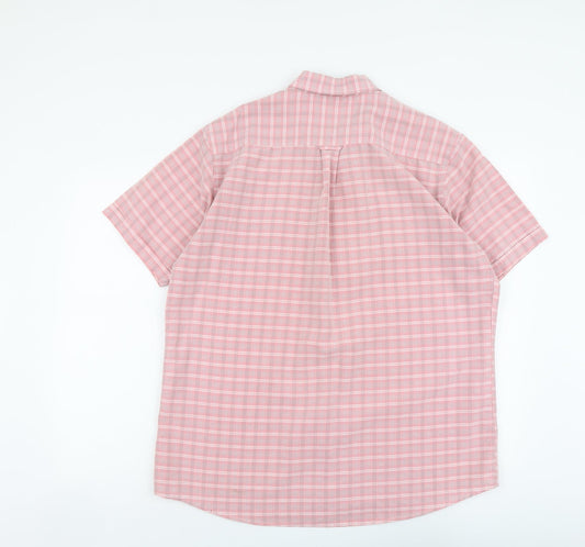 Mens UK Size L Lincoln Pink Button-Up Short Sleeve Casual Shirt