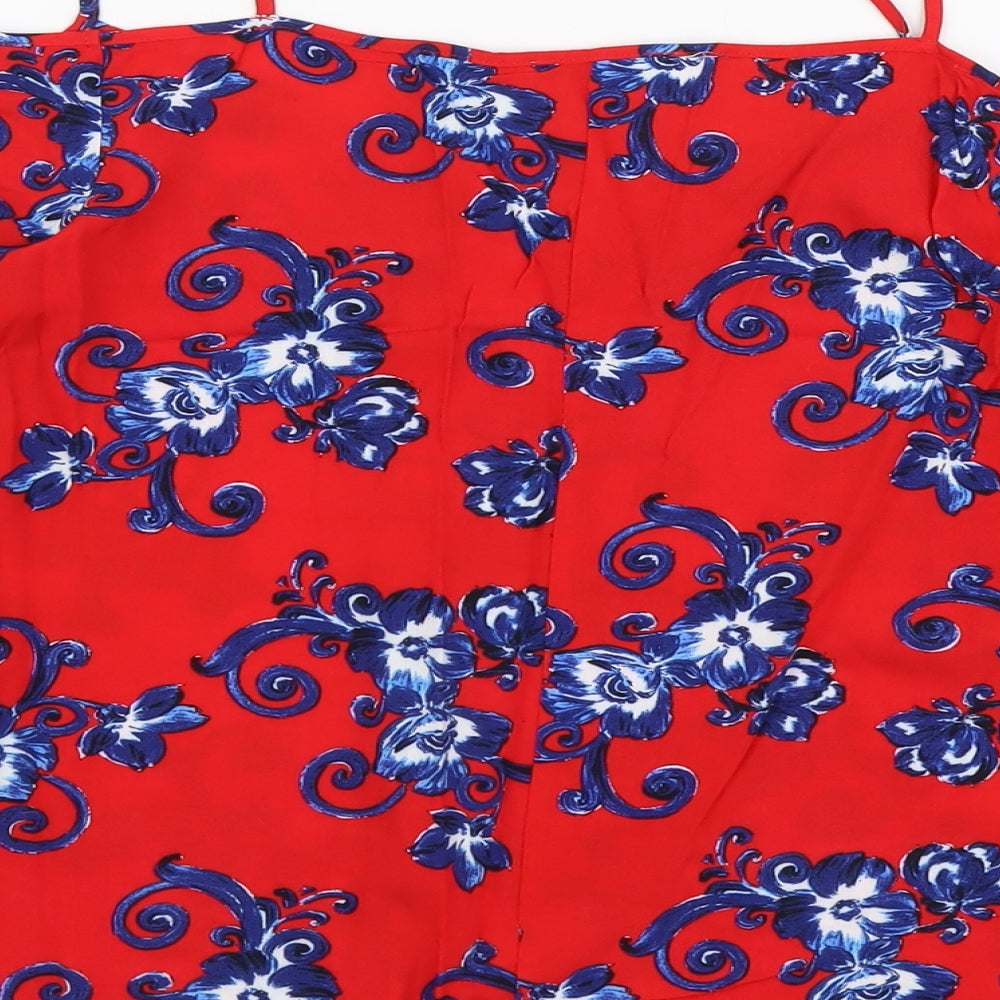 Papaya Womens Red Geometric Viscose Basic Blouse Size 12 V-Neck