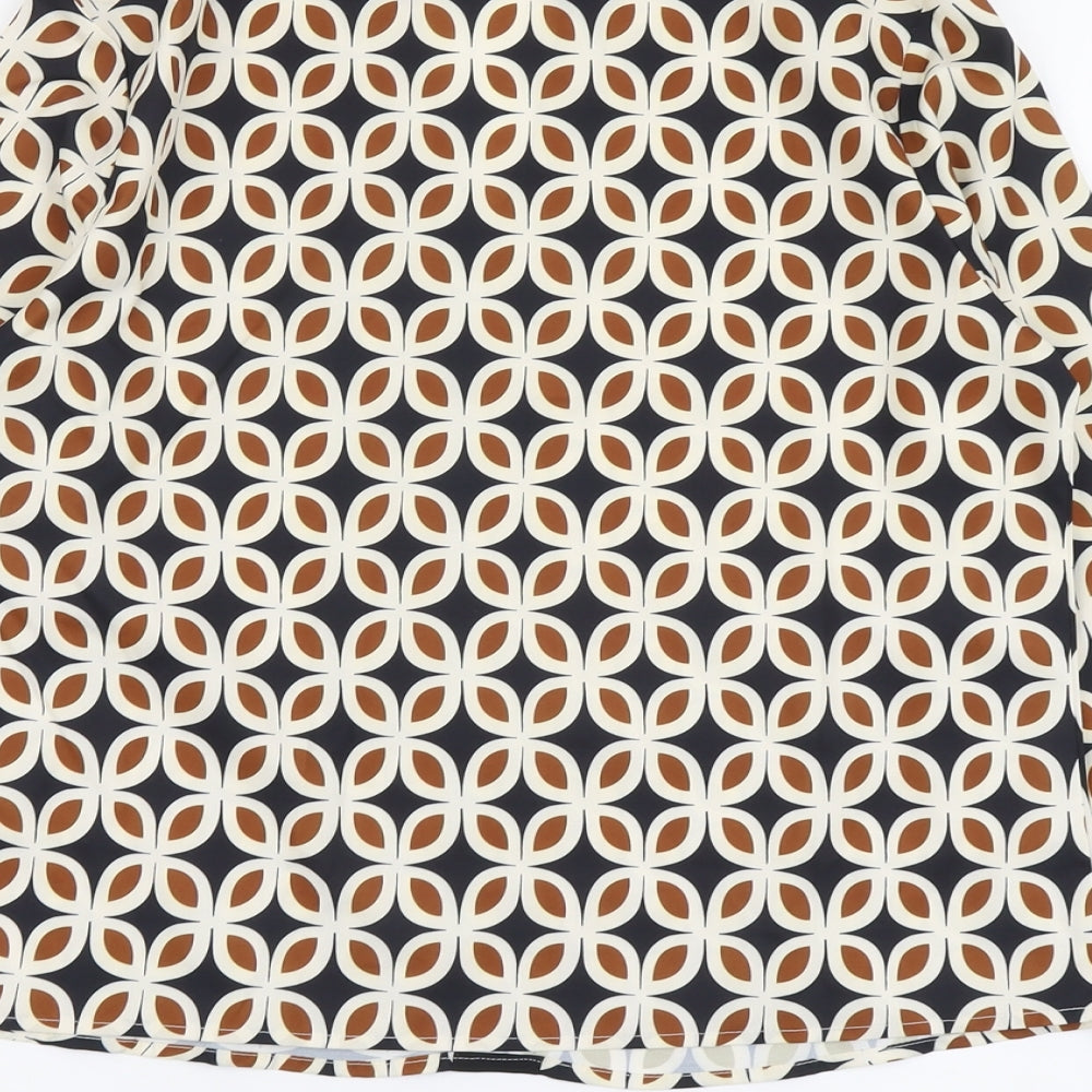 SheIn Womens Multicoloured Geometric Polyester Basic Blouse Size M V-Neck