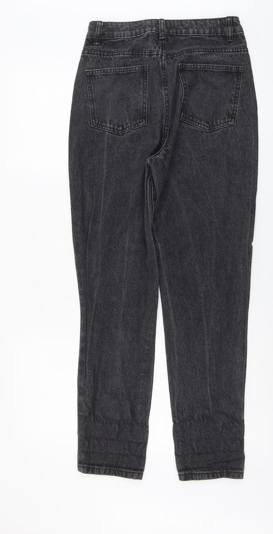 Boohoo Womens Grey Cotton Straight Jeans Size 8 L28 in Regular Button