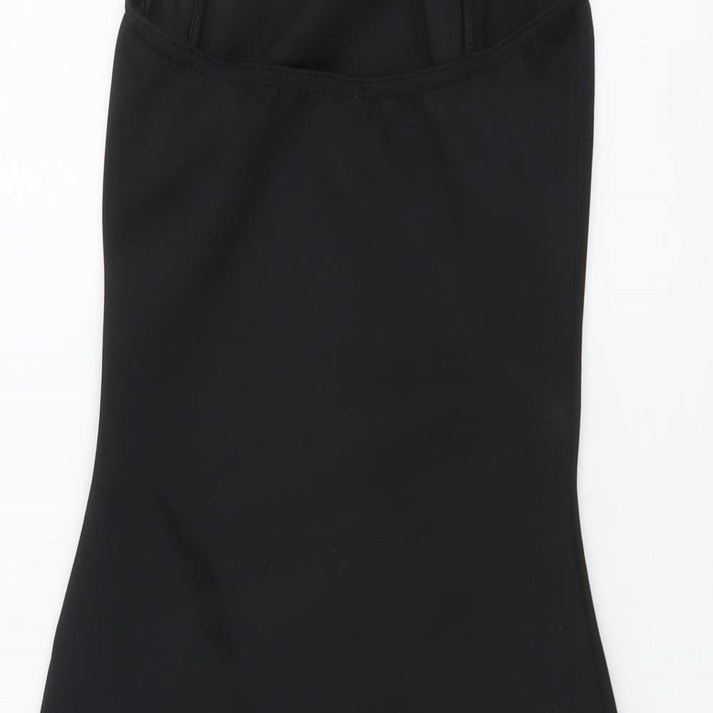 Missguided Womens Black Polyester Bodycon Size 8 Square Neck Pullover - Lace Side Split