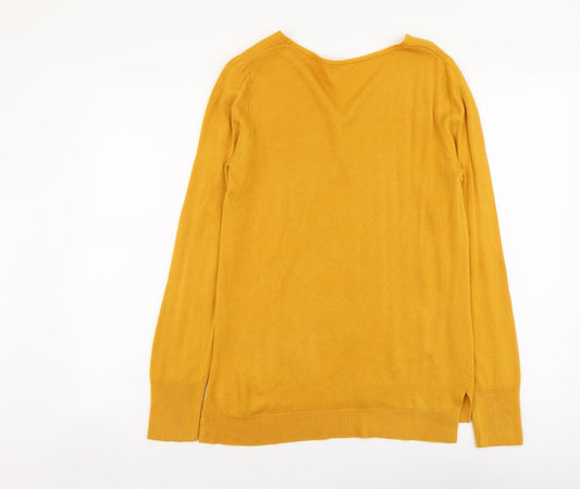 Primark Womens Yellow V-Neck Acrylic Pullover Jumper Size S
