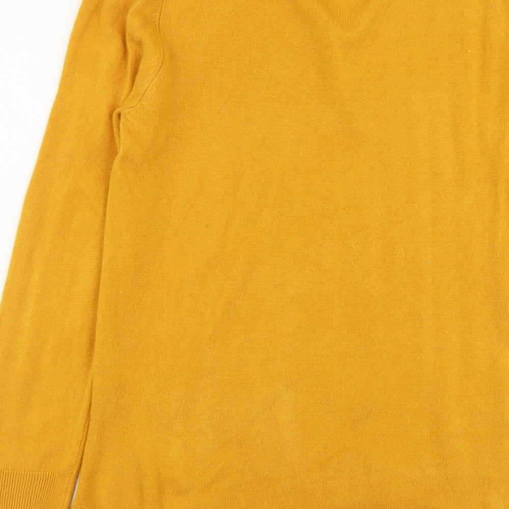 Primark Womens Yellow V-Neck Acrylic Pullover Jumper Size S