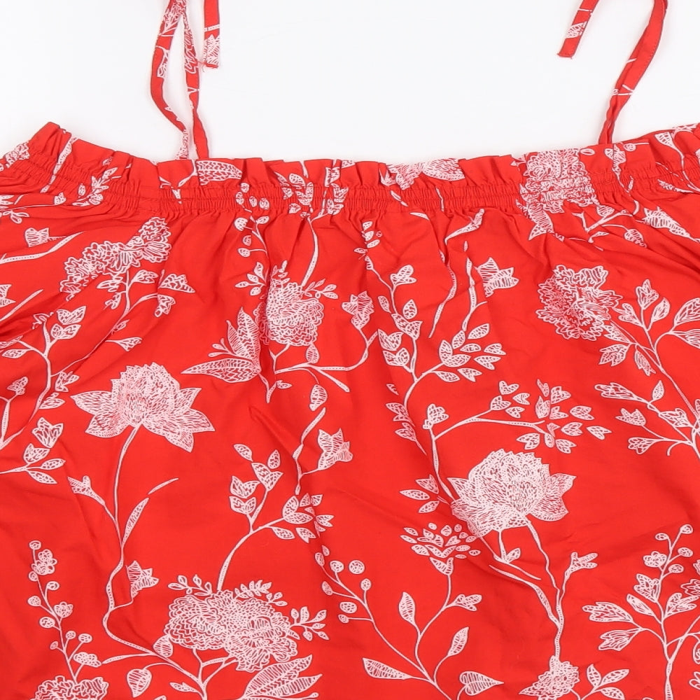 Womens UK Size 10 H&M Red Cropped Blouse