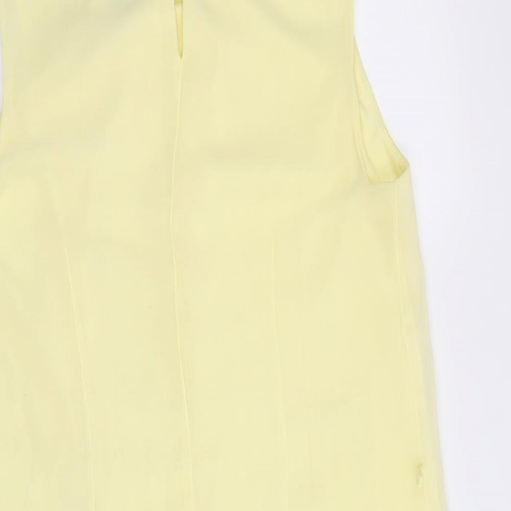 Atmosphere Womens Yellow Polyester A-Line Size 12 Round Neck Button