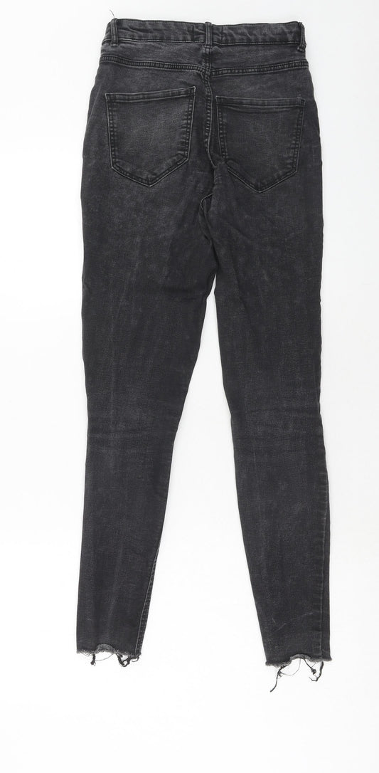 Zara Womens Black Cotton Skinny Jeans Size 8 Regular Zip