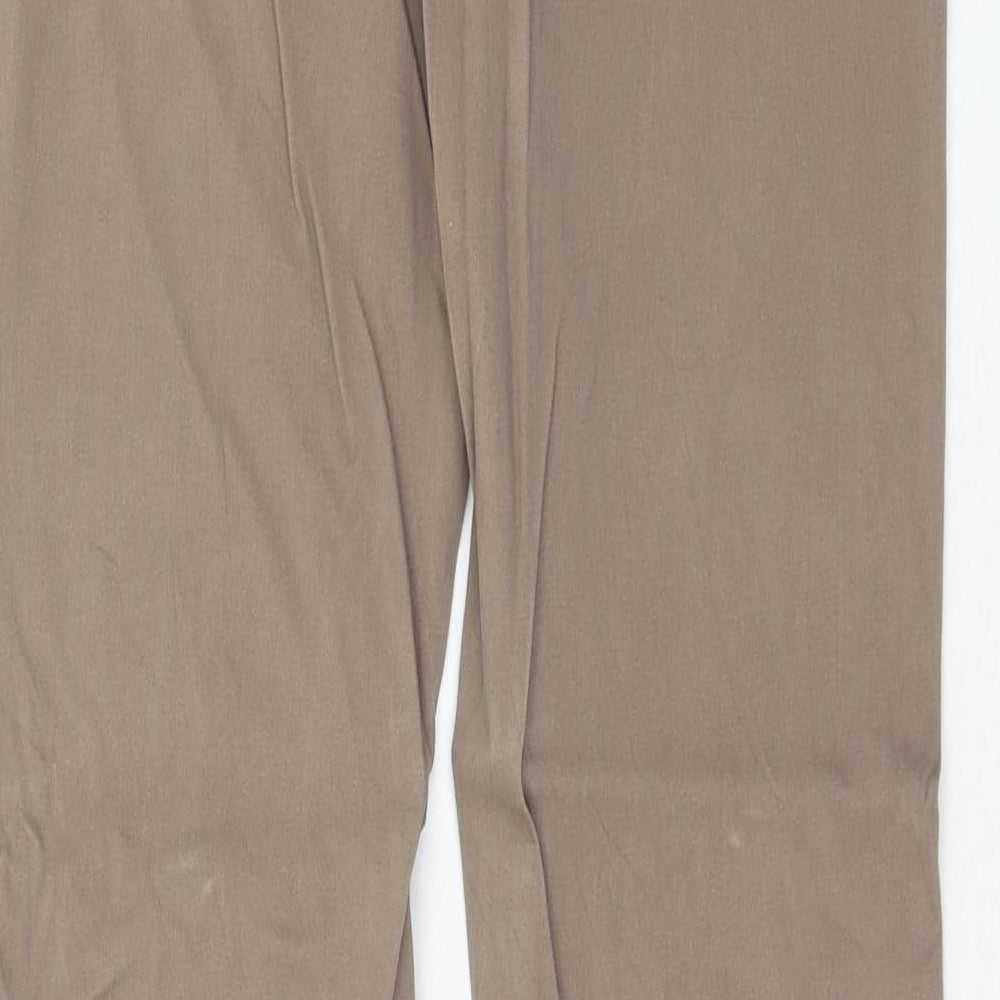 Mango Womens Brown Cotton Trousers Size 10 Regular Zip
