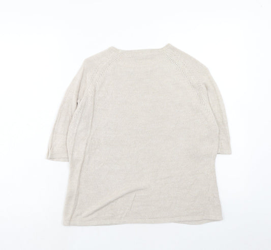 BHS Womens Beige Round Neck Acrylic Pullover Jumper Size 16