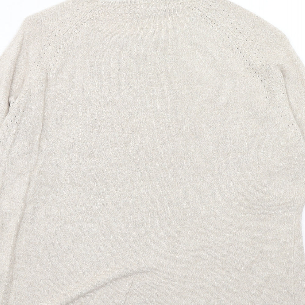 BHS Womens Beige Round Neck Acrylic Pullover Jumper Size 16