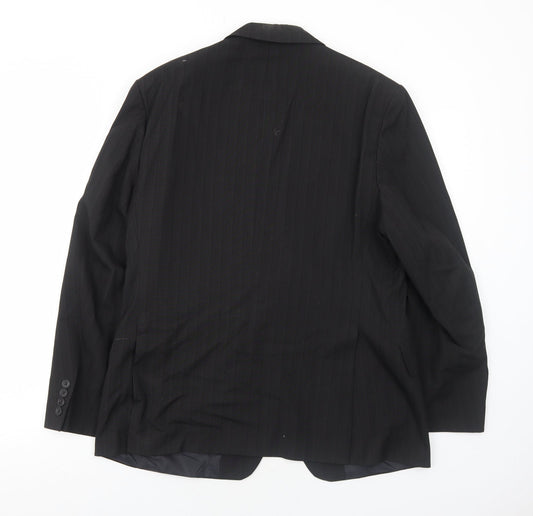 George Mens Black Striped Polyester Jacket Blazer Size 40 Regular