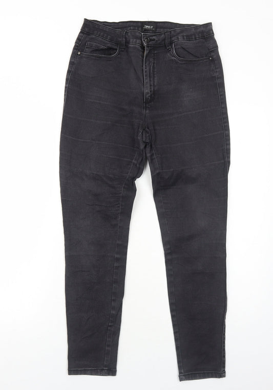 Womens UK Size L Only Regular Fit Skinny Black Jeans