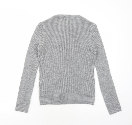 Primark Womens Grey Round Neck Acrylic Pullover Jumper Size S