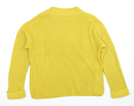 TU Womens Yellow Mock Neck Acrylic Pullover Jumper Size 8