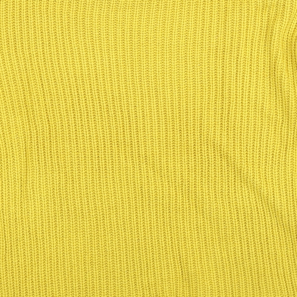 TU Womens Yellow Mock Neck Acrylic Pullover Jumper Size 8