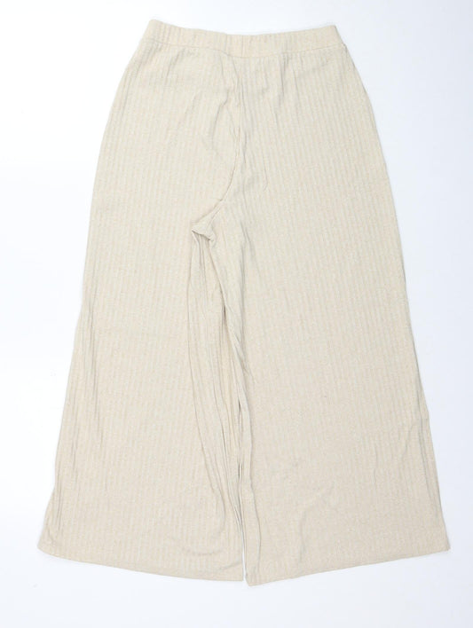 Stradivarius Womens Beige Polyester Trousers Size L Regular