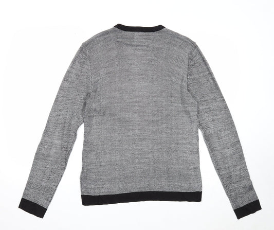 Topman Mens Grey Square Neck Acrylic Pullover Jumper Size S Long Sleeve