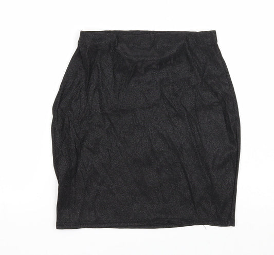 PRETTYLITTLETHING Womens Black Polyester Mini Skirt Size 8