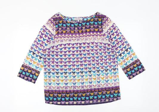 Womens UK Size 10 Be Beau Multicoloured Basic Blouse