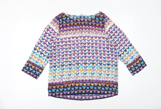 Womens UK Size 10 Be Beau Multicoloured Basic Blouse