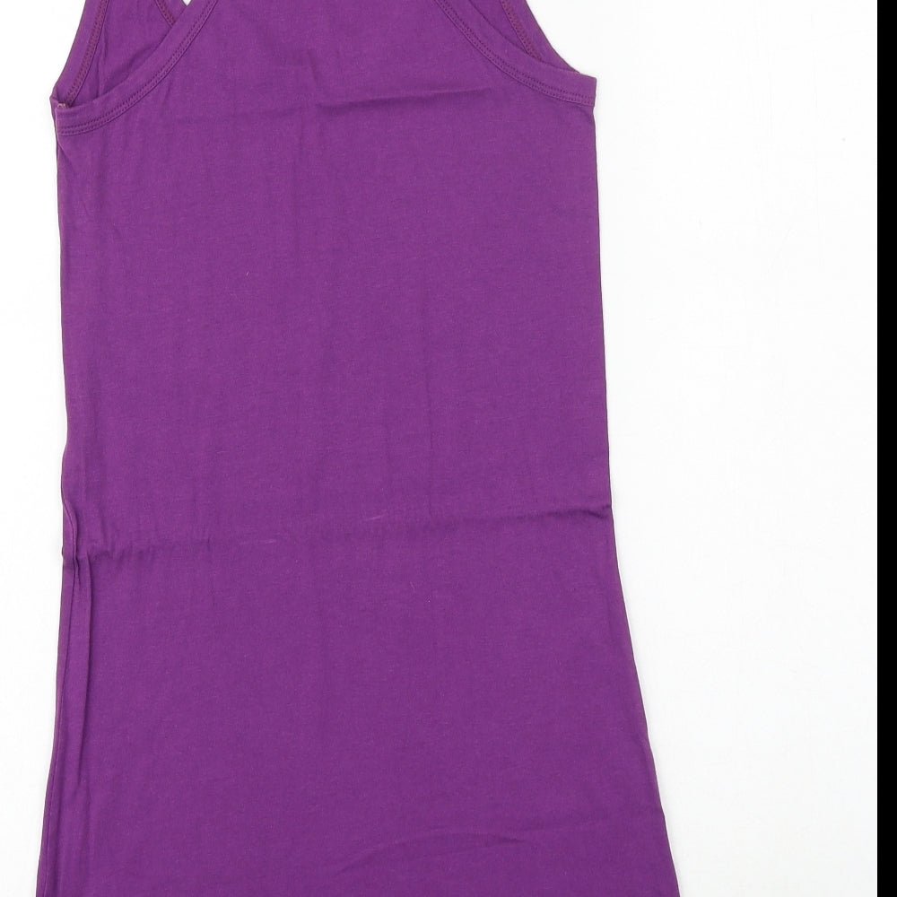 Xdye Womens Purple Polyester Basic Tank Size M Scoop Neck - Racerback