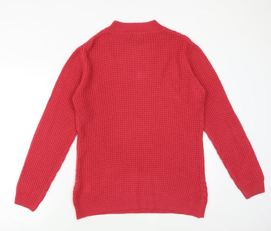 Damart Womens Pink Mock Neck Acrylic Pullover Jumper Size 10