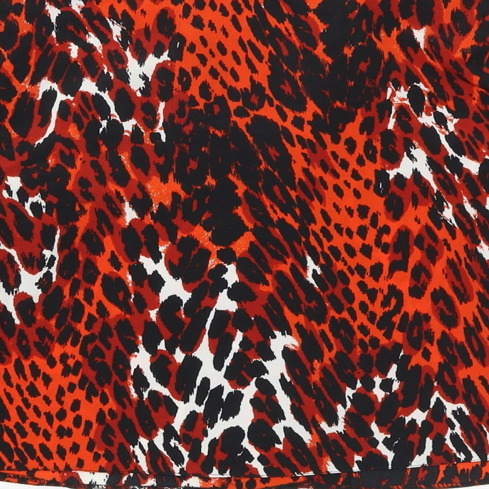 Primark Womens Red Geometric Polyester Basic Button-Up Size 8 Collared