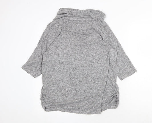 COIN 1804 Womens Grey Mock Neck Viscose Pullover Jumper Size L