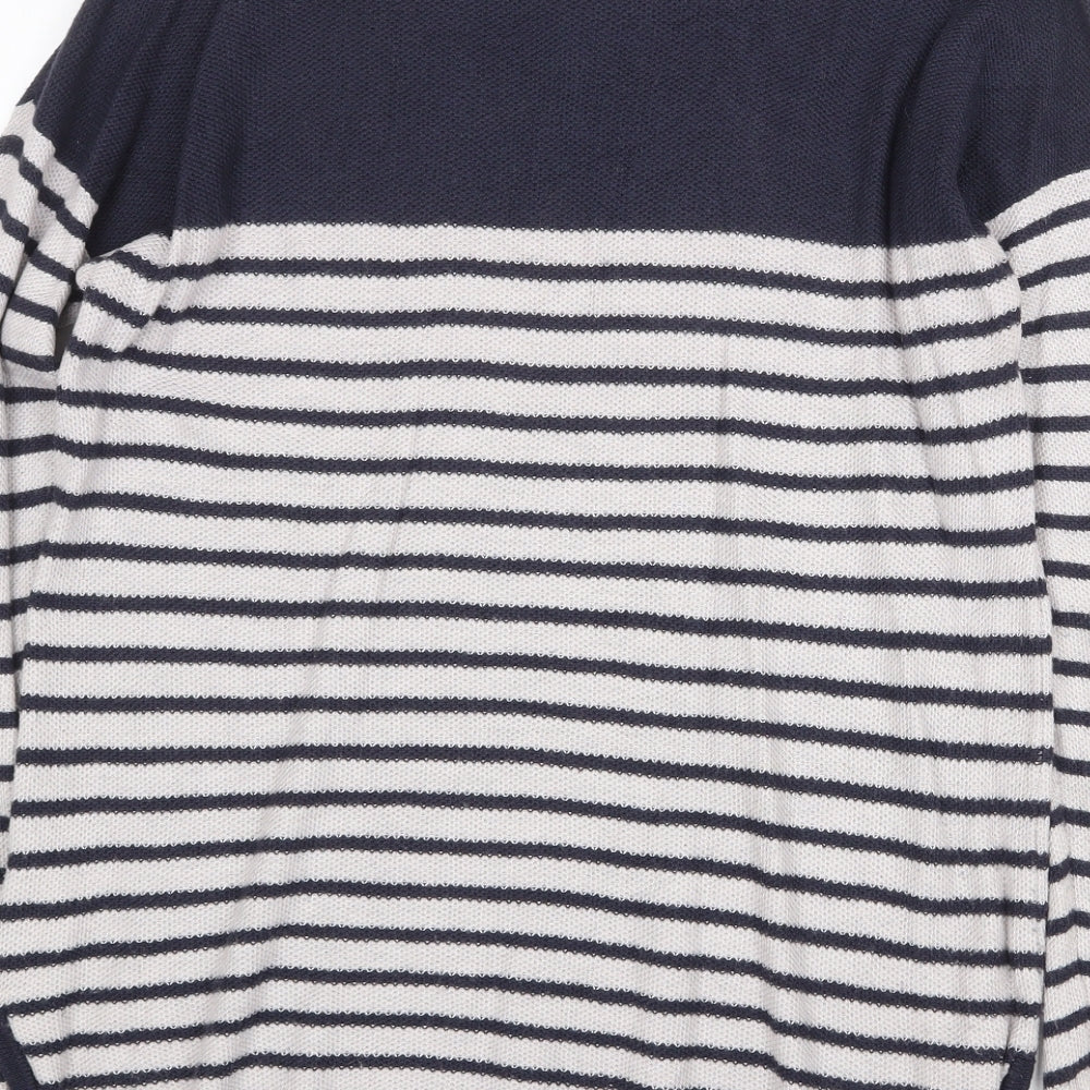 Linea Weekend Mens Blue Round Neck Polka Dot Nylon Pullover Jumper Size M Long Sleeve