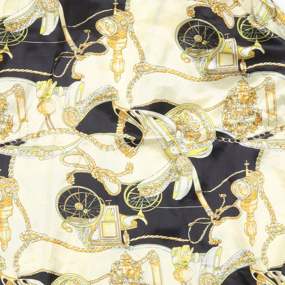 Boohoo Womens Gold Geometric Polyester Basic Blouse Size 12 V-Neck