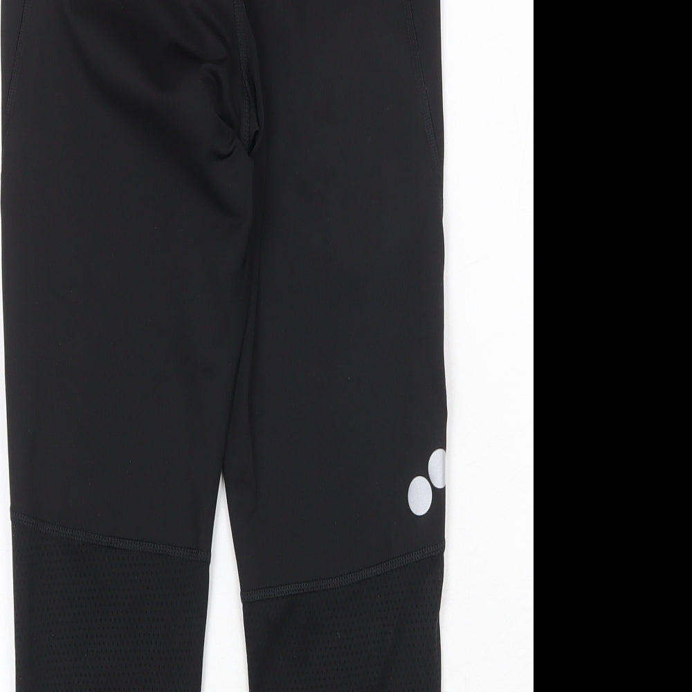 Reebok Womens Black Polyester Cropped Leggings Size XS Regular Pullover - Logo