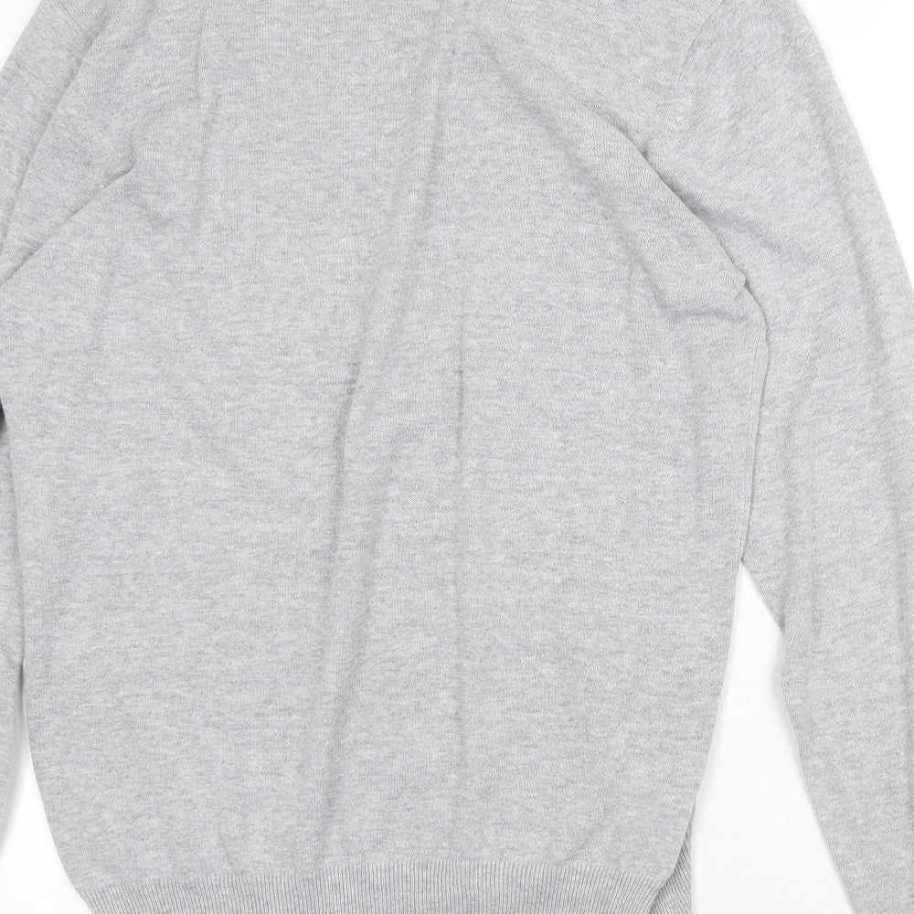 Easy Mens Grey Round Neck Cotton Pullover Jumper Size M Long Sleeve