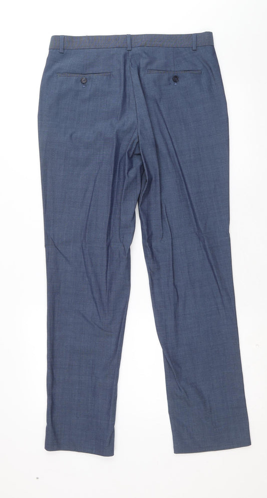 Matalan Mens Blue Polyester Dress Pants Trousers Size 32 in Regular Zip