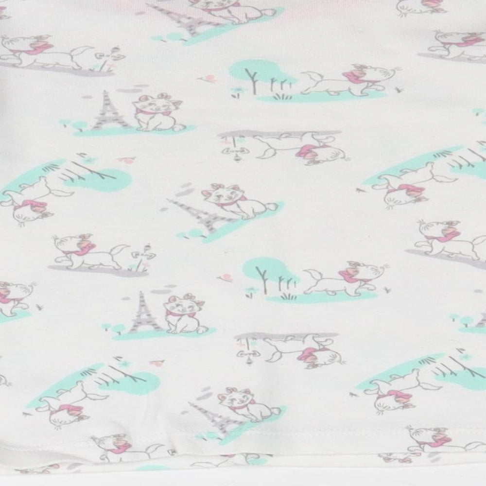 George Girls White Geometric Cotton Basic T-Shirt Size 9-12 Months Round Neck Pullover - Marie the cat disney