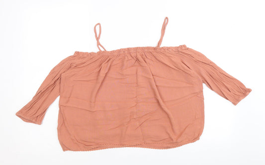 Womens UK Size 8 New Look Brown Basic Blouse