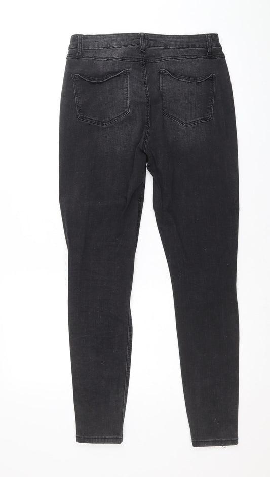 Denim & Co. Womens Black Cotton Skinny Jeans Size 12 Regular Zip
