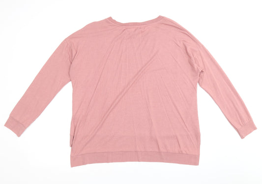 Bershka Womens Pink Polyester Pullover Sweatshirt Size L Pullover