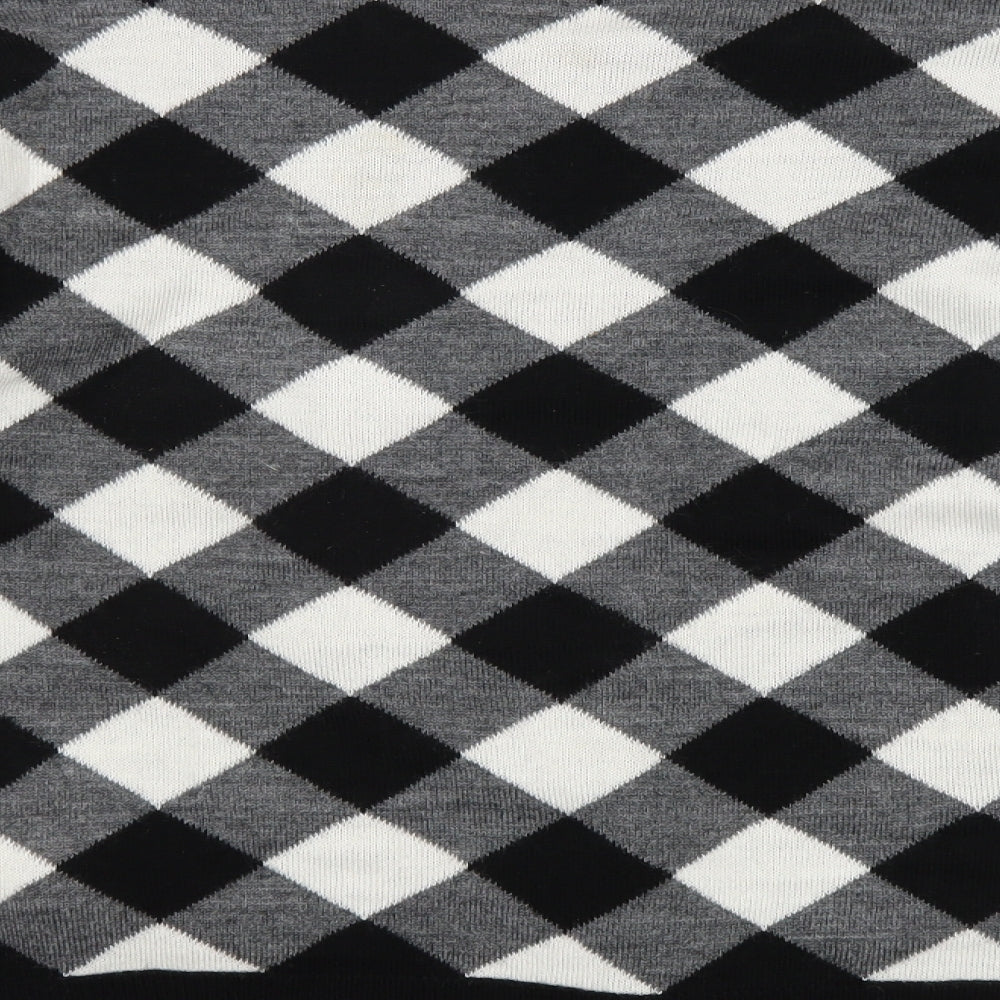 Wild Pony Womens Black Round Neck Plaid Acrylic Pullover Jumper Size M