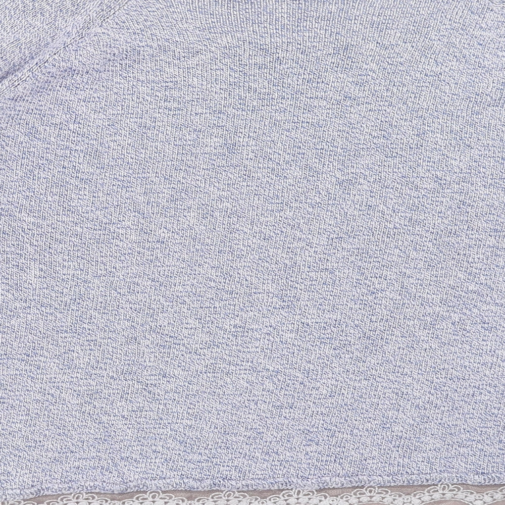 Grain de Malice Womens Blue Boat Neck Cotton Pullover Jumper Size L - Lace Detail