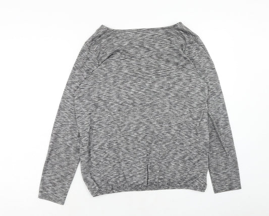 George Womens Grey Polyester Basic Blouse Size 10 V-Neck